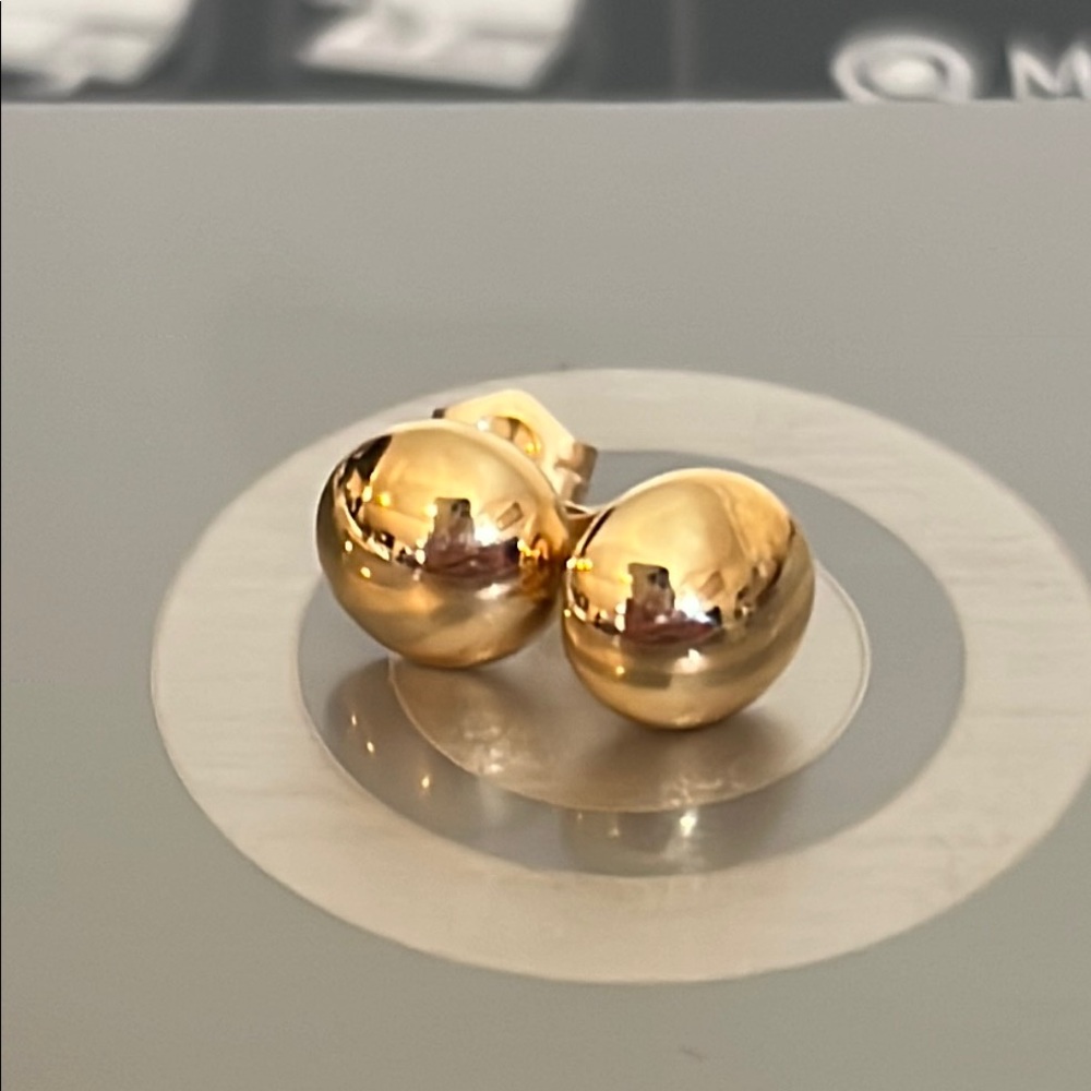 14k Gold Nabco Estate Ball Stud Earrings